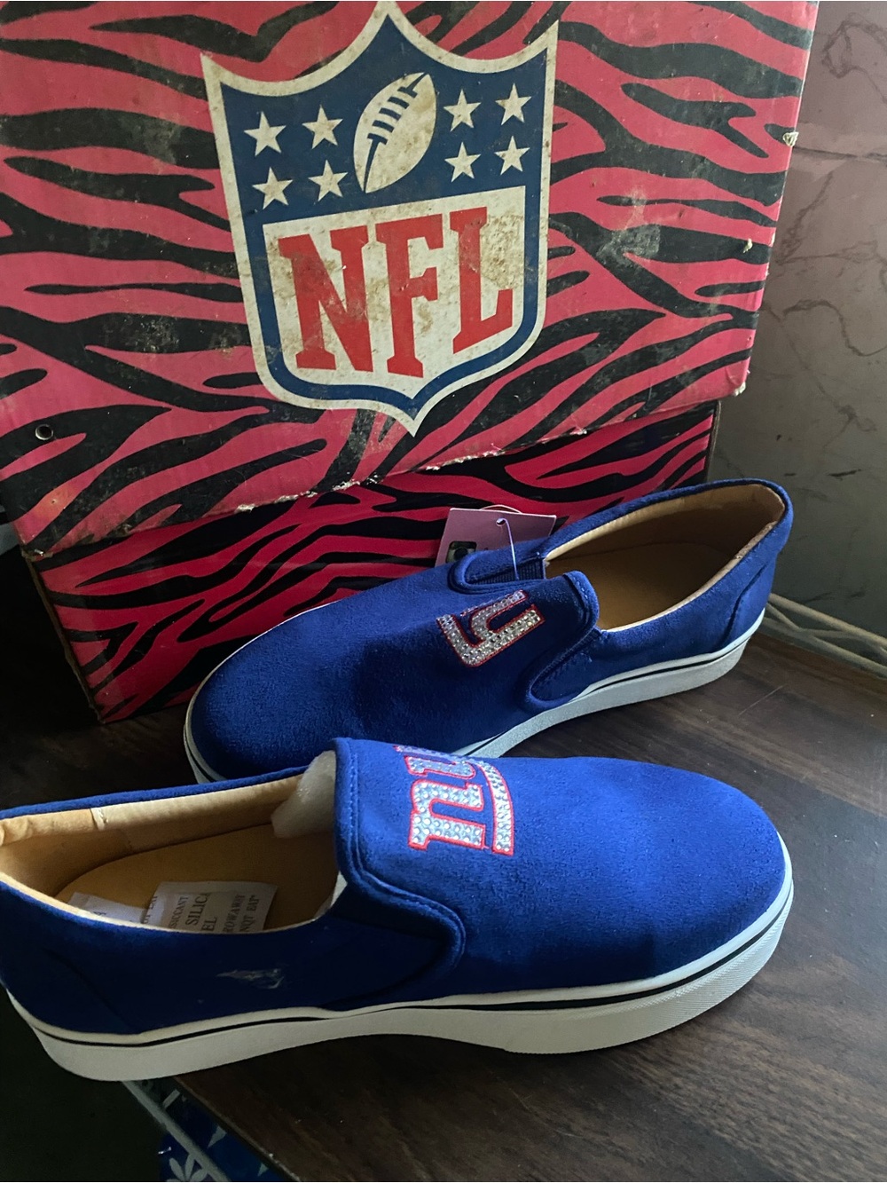 Cute blue suede slip on -NFL